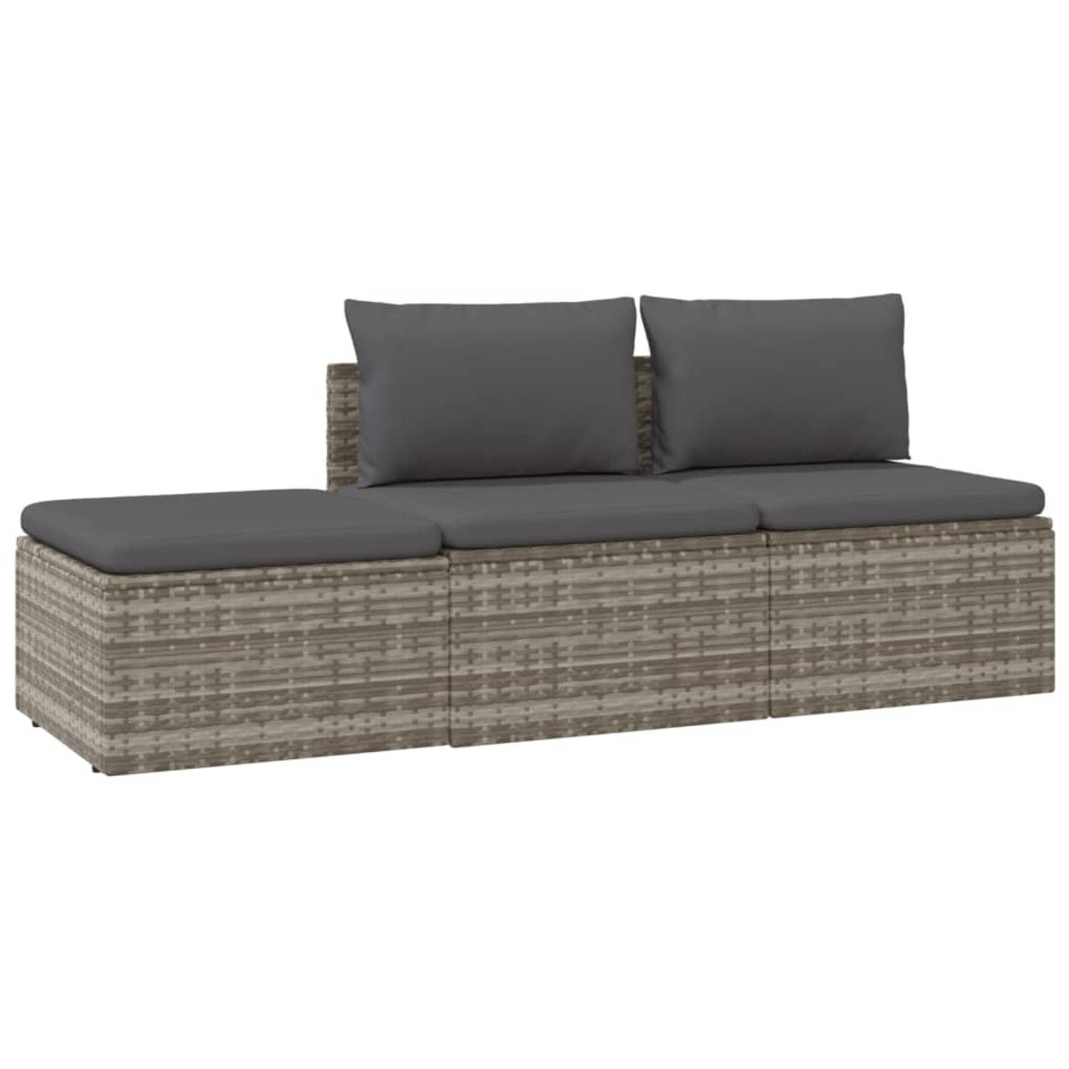 The Living Store Loungeset - Tuinmeubelen - Grijs - Afmetingen- 57 x 57 x 56 cm - Duurzaam poly rattan