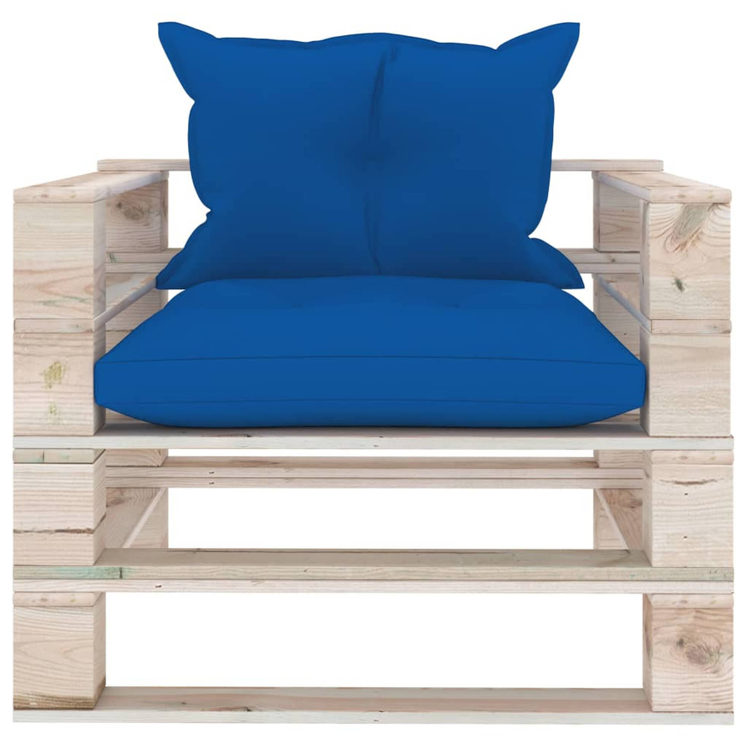 The Living Store Pallet Armstoel - Tuinmeubel - 80 x 67.5 x 62 cm - Grenenhout