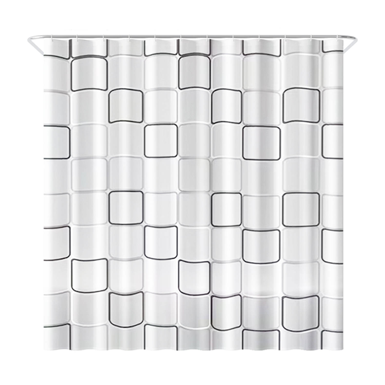Loti Living Douchegordijn Anti Schimmel Cube Design Inclusief ringen Polyester Douchegordijn 180x200