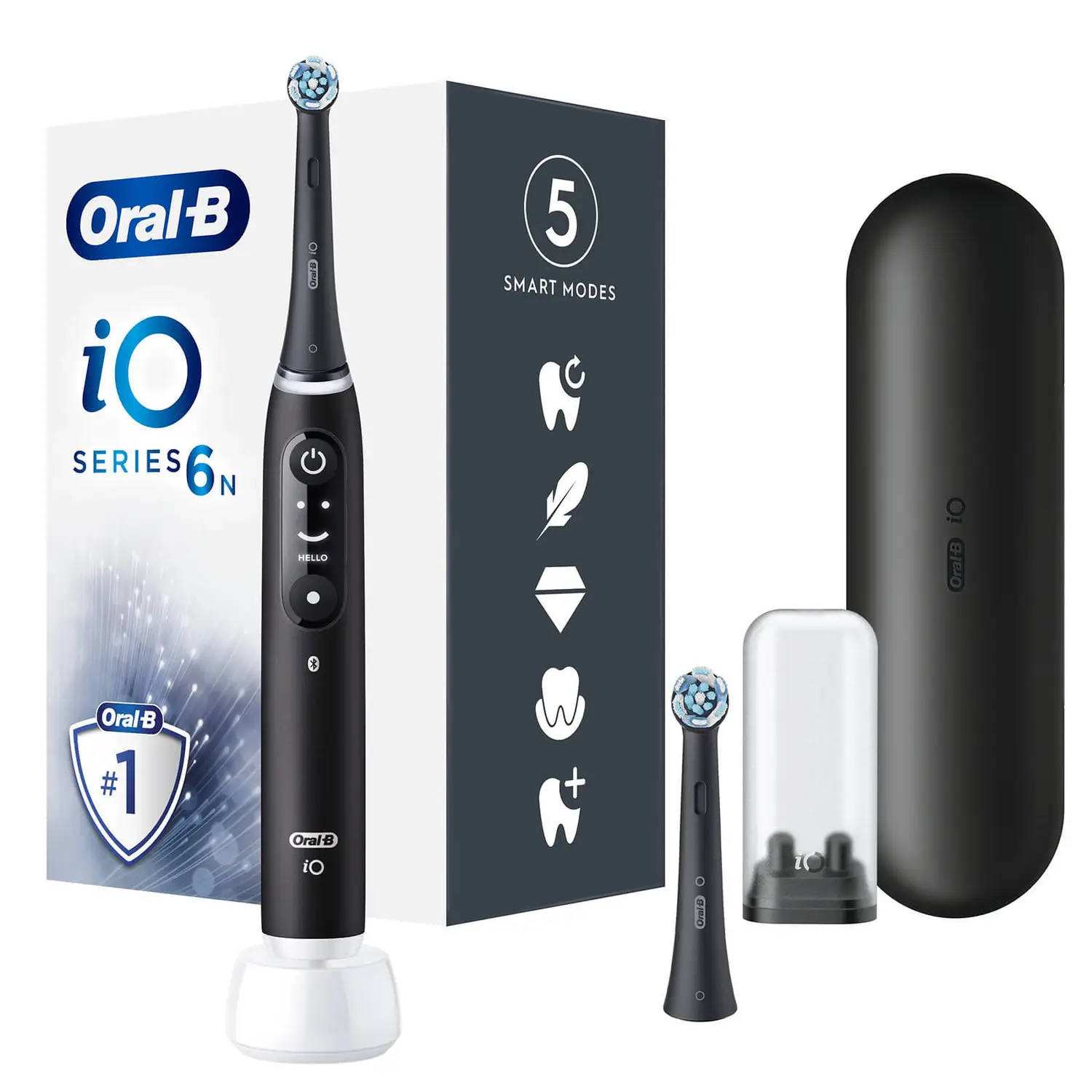 Oral B iO 6N - SMILE Black Lava Elektrische Tandenborstel Ontworpen Door Braun