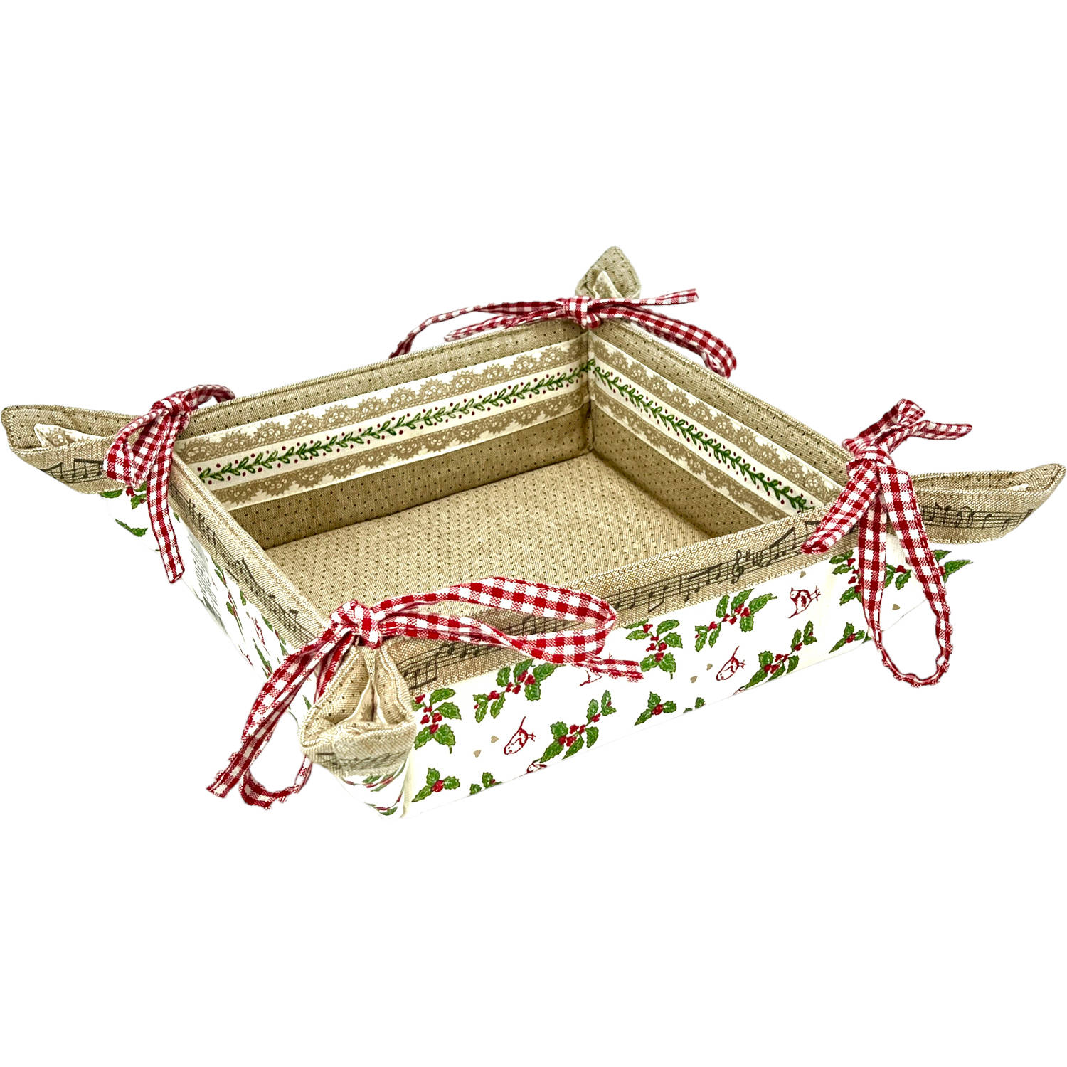 Kerst Broodmand - 2 zijdig - 100% Katoen - 35x35x7cm