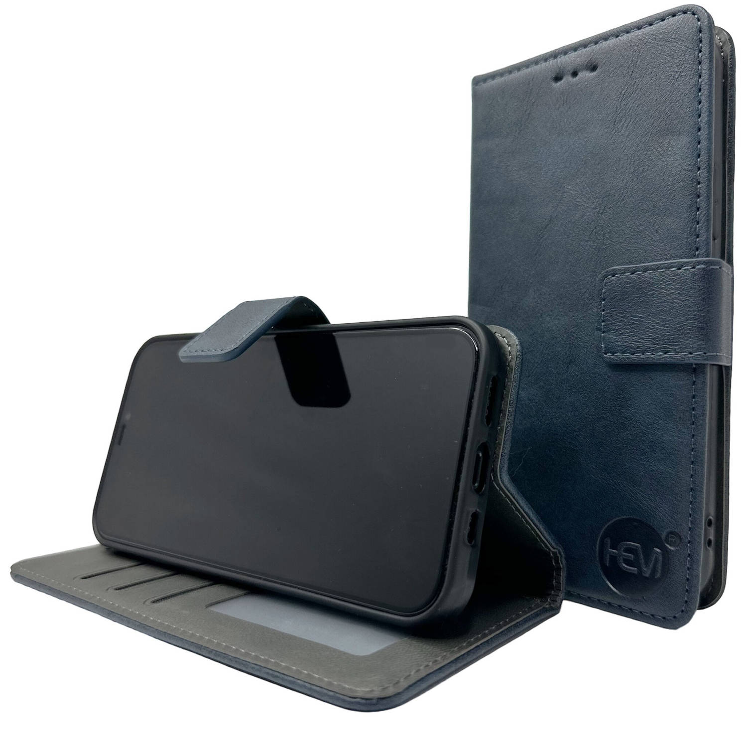 HEM Stylish Book Case (geschikt voor S23 Plus) Samsung S23 Plus hoesje met 3 pasjesuitsnedes + fotovakje - Portemonneehoesje - pasjeshouder - Donkerblauw