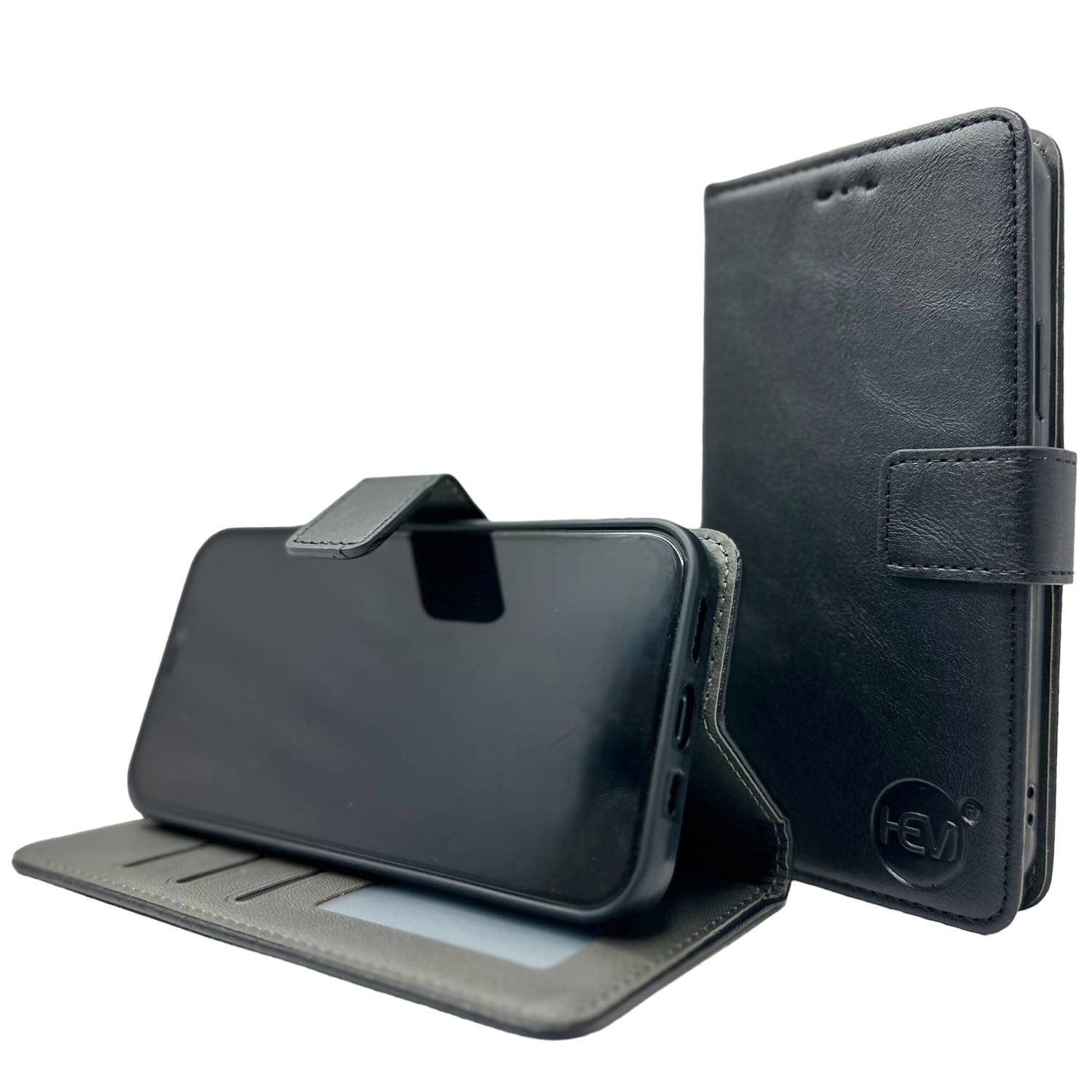 HEM Stylish Book Case (geschikt voor S23 Ultra) Samsung S23 Ultra hoesje met 3 pasjesuitsnedes + fotovakje -Portemonneehoesje - pasjeshouder - Zwart
