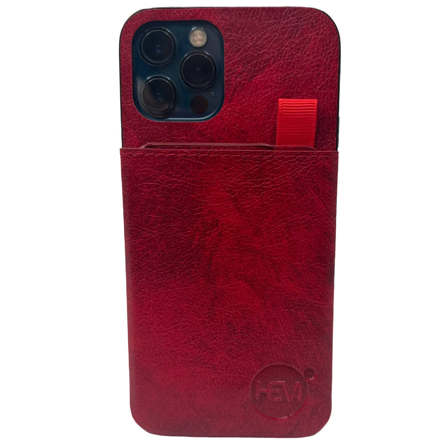 HEM Luxe Lederen Back Cover Geschikt voor iPhone 14 Plus Rood Telefoonhoesje-Achterkant voor 3 pasje
