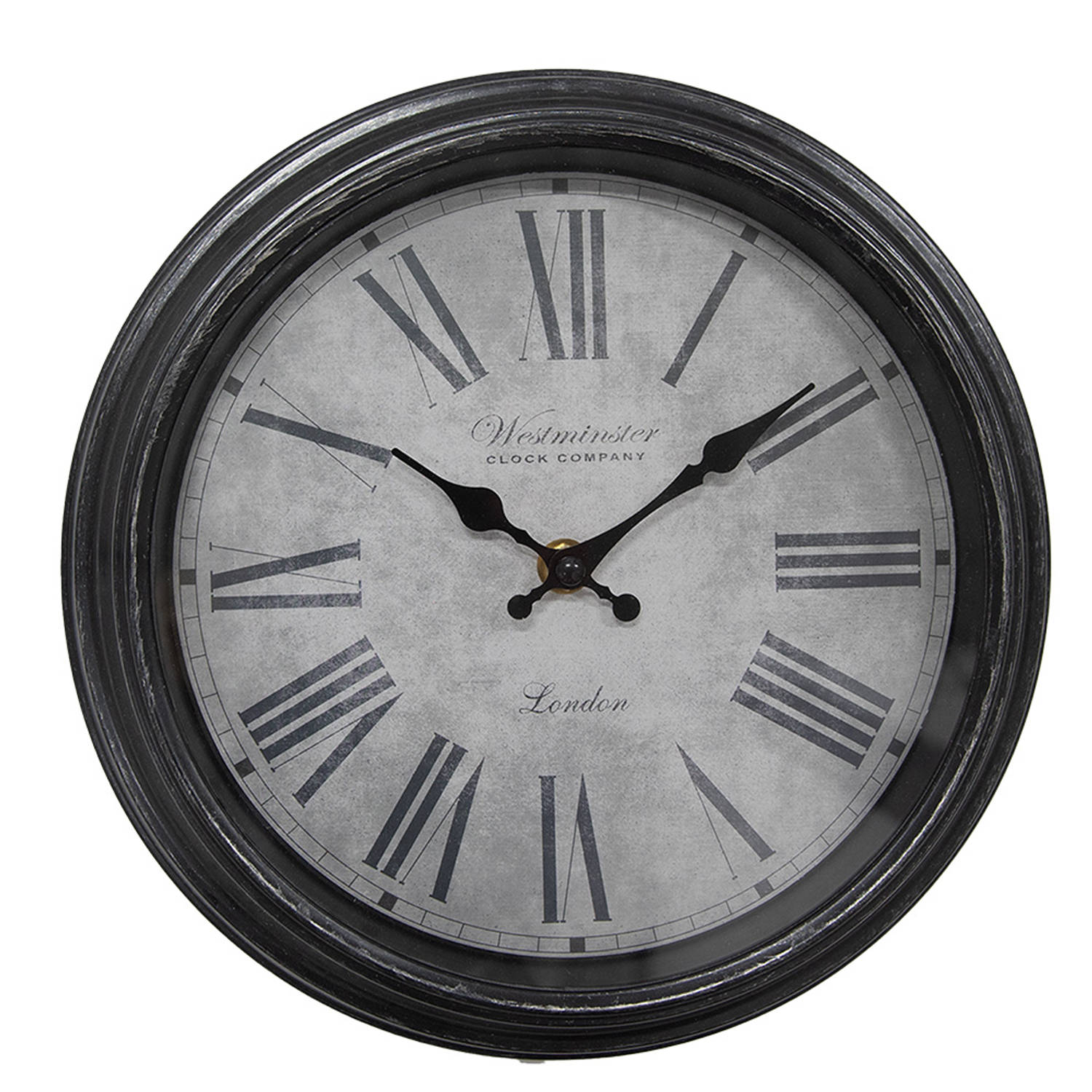 HAES DECO Wandklok Ø 25x4 cm Zwart Grijs Kunststof Glas Westminster Clock Company London Muurklok