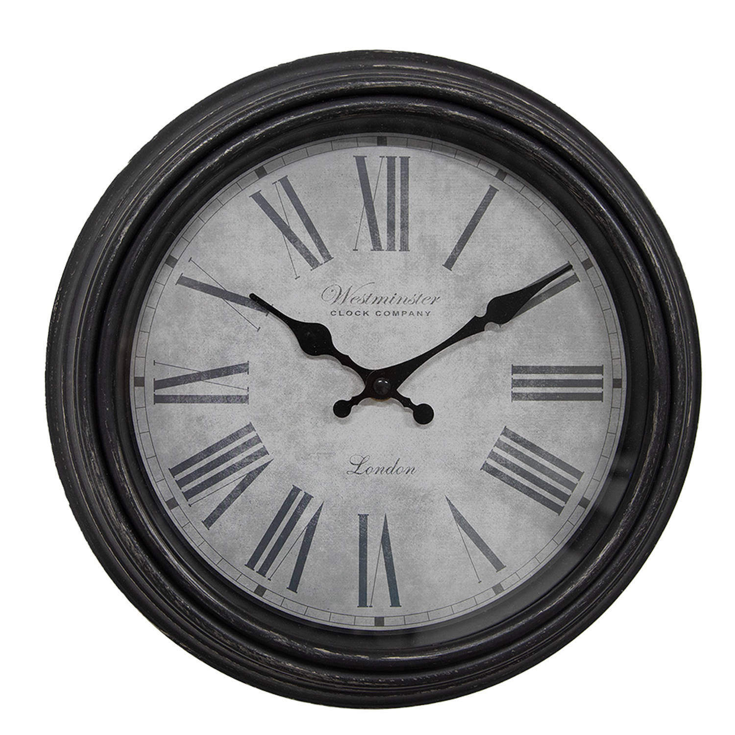 Clayre & Eef Wandklok Ø 29x5 cm Bruin Grijs Kunststof Glas Westminster Clock Company London Muurklok