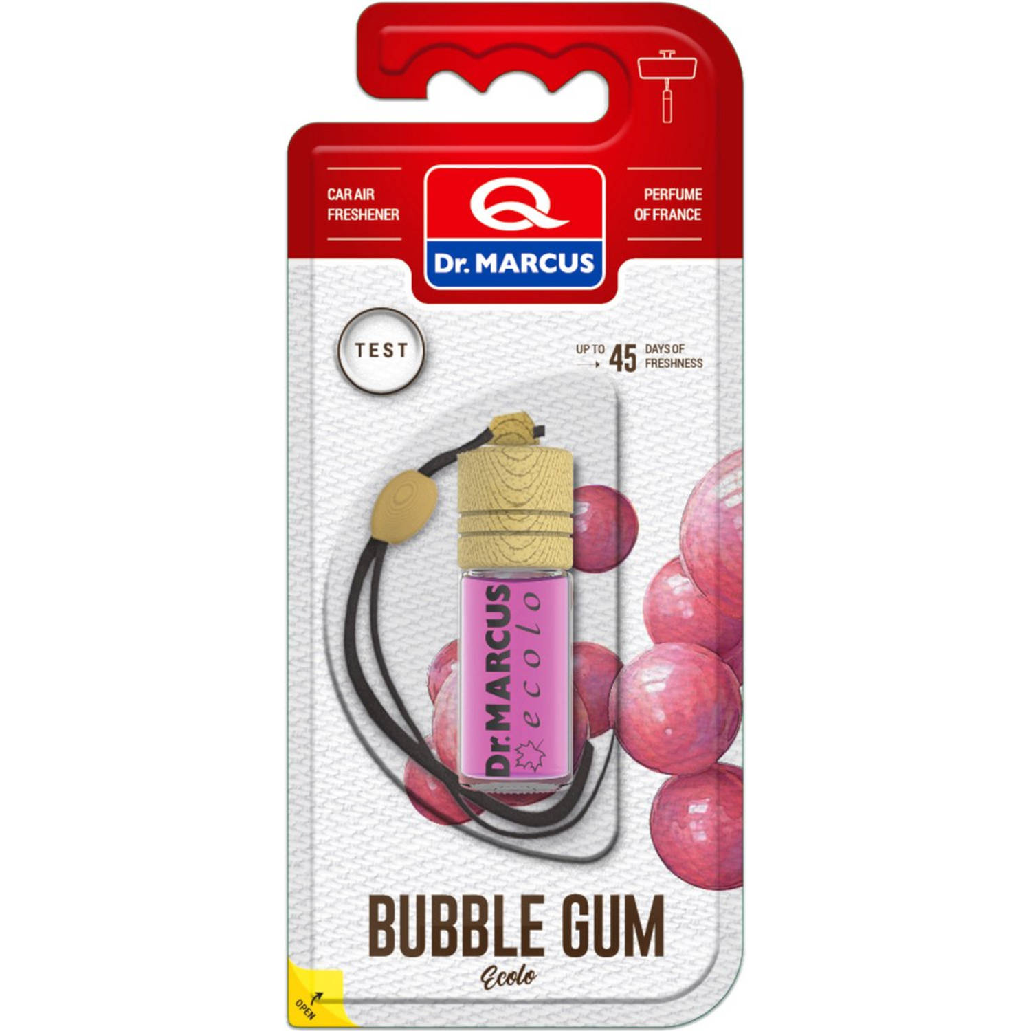 Dr. Marcus Ecolo Bubble Gum autogeurtje met neutrafresh technologie Luchtverfrisser auto 4,5 ml