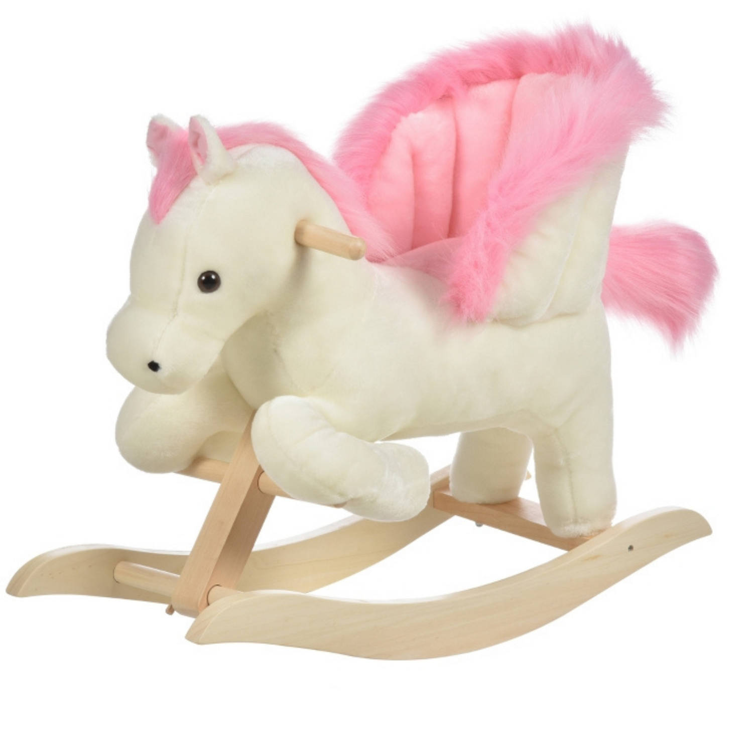 Hobbeldier Hobbelpaard Schommelpaard Schommelstoel voor Kinderen Speelgoed wit-roze 70 x 28 x 57 cm