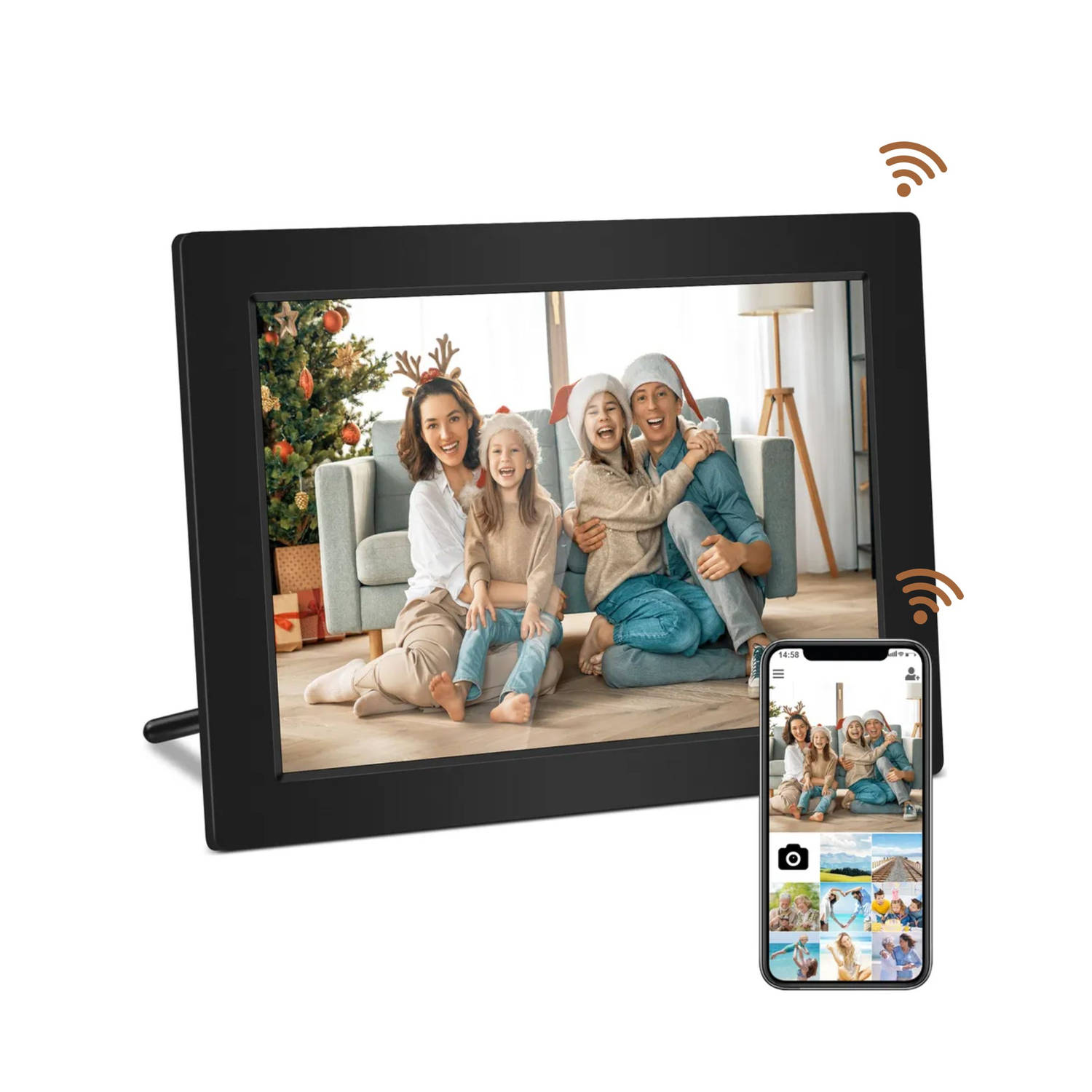 Homezie Digitale fotolijst - Frameo app - 16GB interne opslagruimte - Zeer hoge resolutie 1280*800 scherm - 10 inch Touchscreen scherm - Vernieuwd HD IPS Scherm - Digitale fotolijs