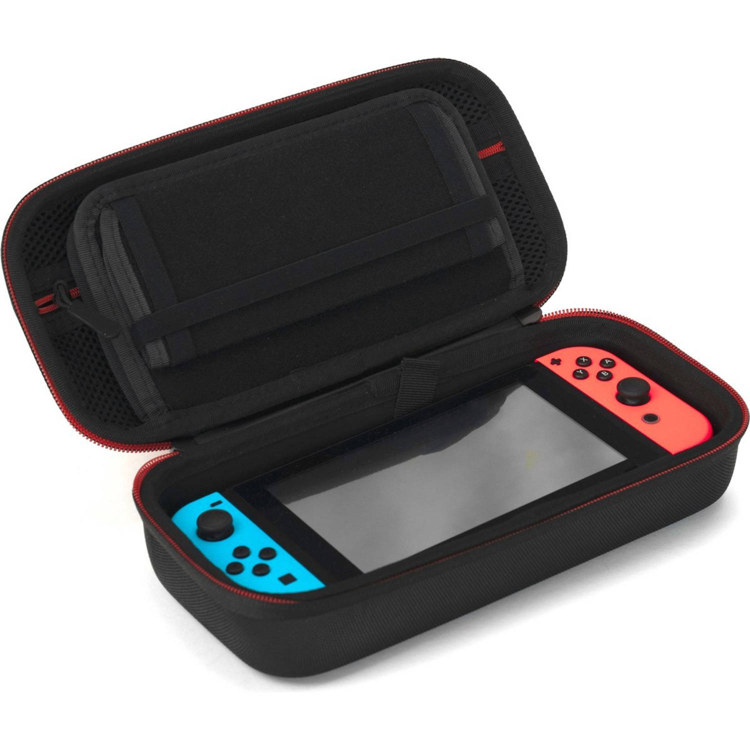 2BEFUN® Case geschikt voor Nintendo Switch OLED inclusief screenprotector - Accessoires - Beschermhoes - Hoes - Games - Zwart - Cadeau voor man/vrouw/vaderdag