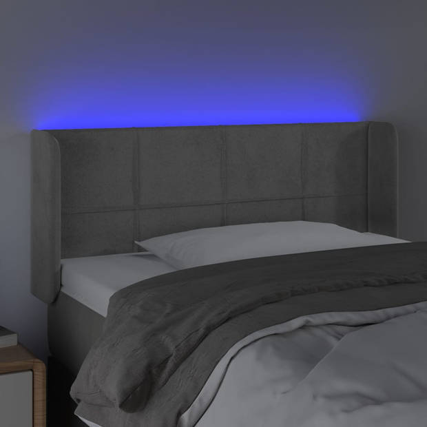 The Living Store Hoofdbord Bedhoofdeinde - Lichtgrijs - LED-verlichting - Verstelbare hoogte - Snijdbare LED-strip -