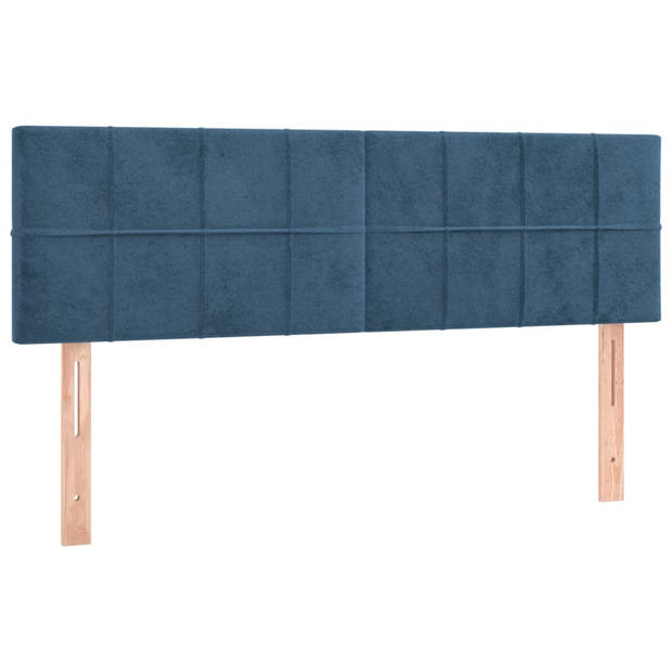 vidaXL Boxspring met matras en LED fluweel donkerblauw 140x190 cm