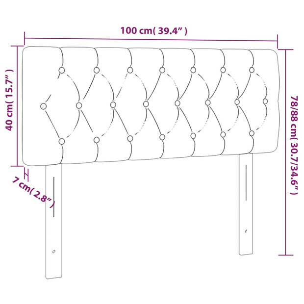 vidaXL Hoofdbord 100x7x78/88 cm fluweel roze