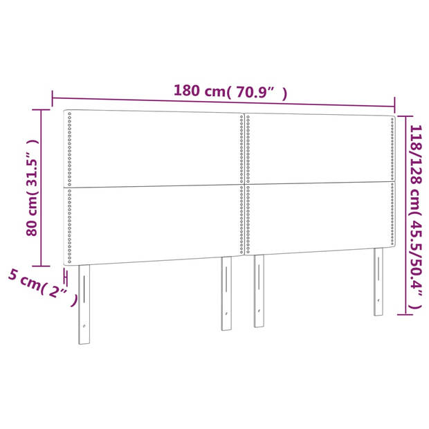 vidaXL Hoofdborden 4 st 90x5x78/88 cm fluweel zwart