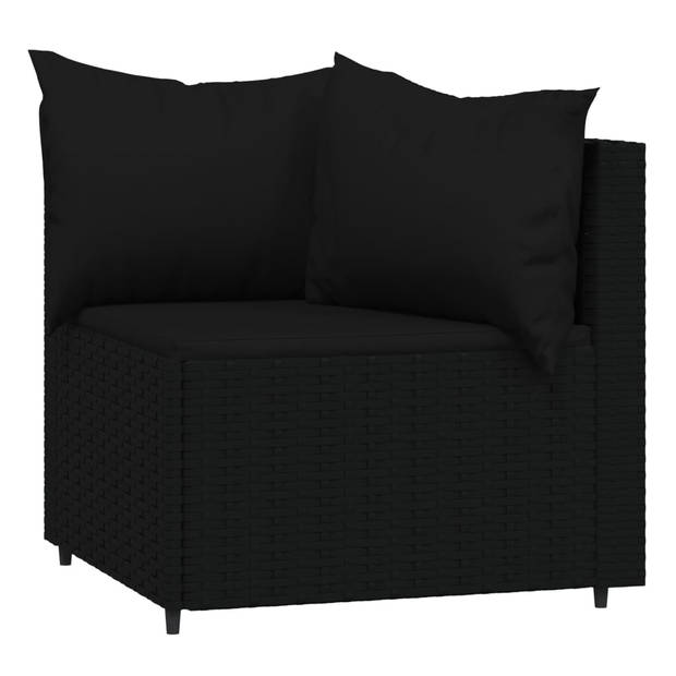 vidaXL 4-delige Loungeset met kussens poly rattan zwart