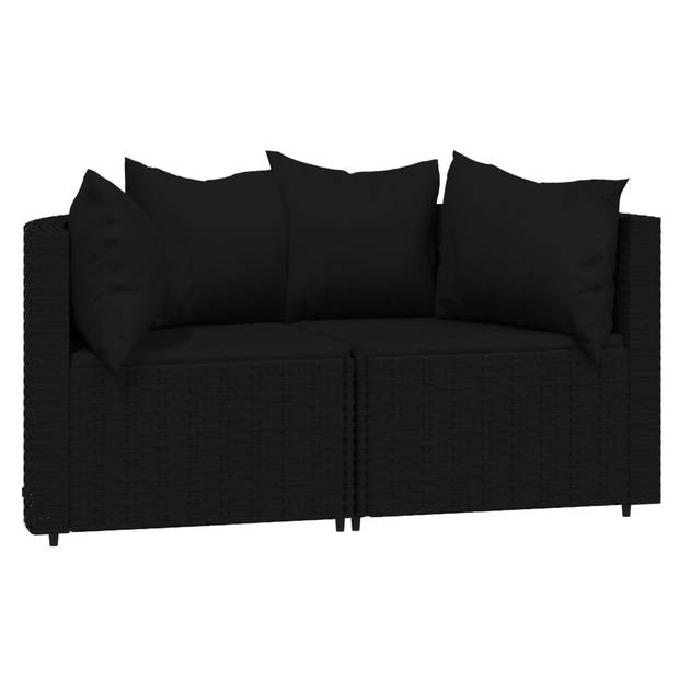 The Living Store Loungeset Allibert - Hoekbank - Zwart - 63x63x57.5 cm - Weerbestendig