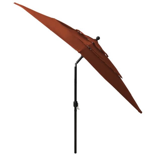 The Living Store 3-laagse parasol Terracotta - 250 x 250 x 260 cm - UV-beschermend polyester