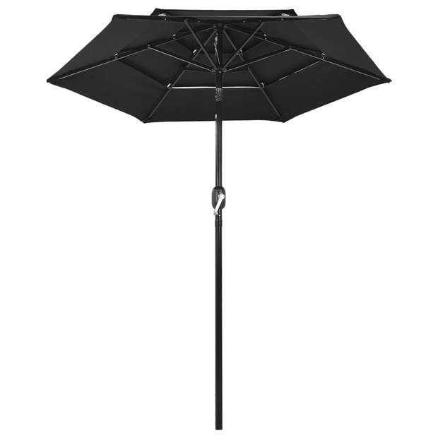 The Living Store Parasol 200x228 cm - UV-beschermend polyester - Inklapbaar - Zwart