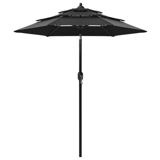 The Living Store Parasol 200x228 cm - UV-beschermend polyester - Inklapbaar - Zwart