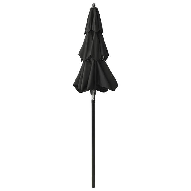 The Living Store Parasol 200x228 cm - UV-beschermend polyester - Inklapbaar - Zwart