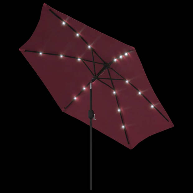 The Living Store Parasol LED 300x225 cm - Bordeauxrood - UV-beschermend - 18 LED-lampjes