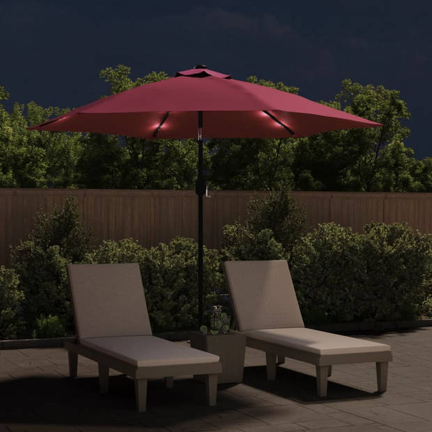 The Living Store Parasol LED 300x225 cm - Bordeauxrood - UV-beschermend - 18 LED-lampjes