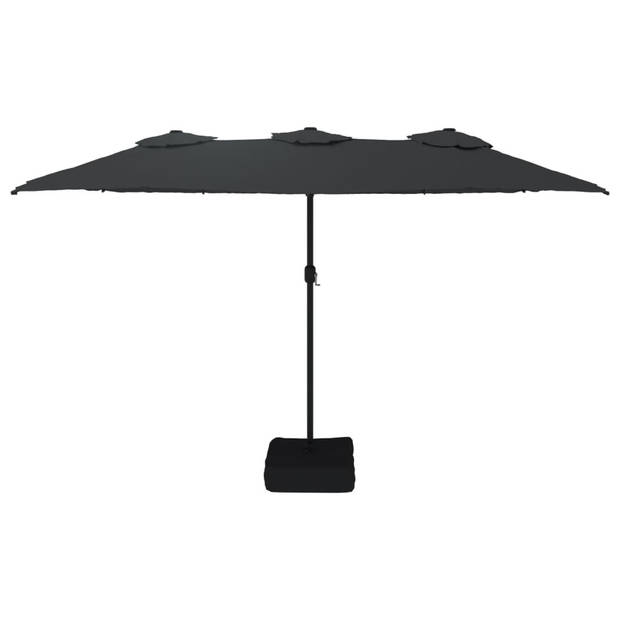 The Living Store Parasol Dubbel - 449x265x245 cm - Zwart en Donkergrijs