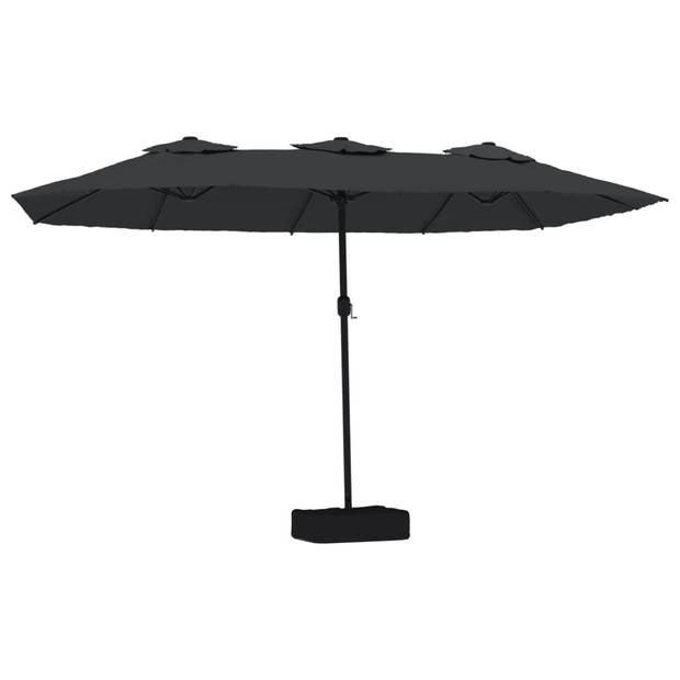 The Living Store Parasol Dubbel - 449x265x245 cm - Zwart en Donkergrijs