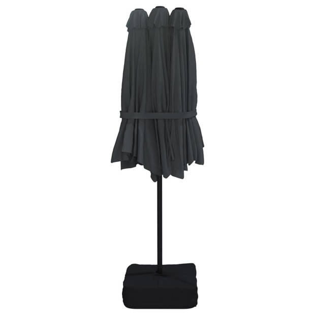 The Living Store Parasol Dubbel - 449x265x245 cm - Zwart en Donkergrijs