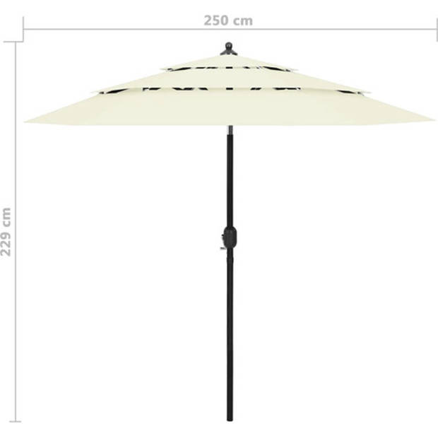 The Living Store Parasol 3-laags - Zand - 250 x 229 cm - UV-beschermend en anti-vervagend