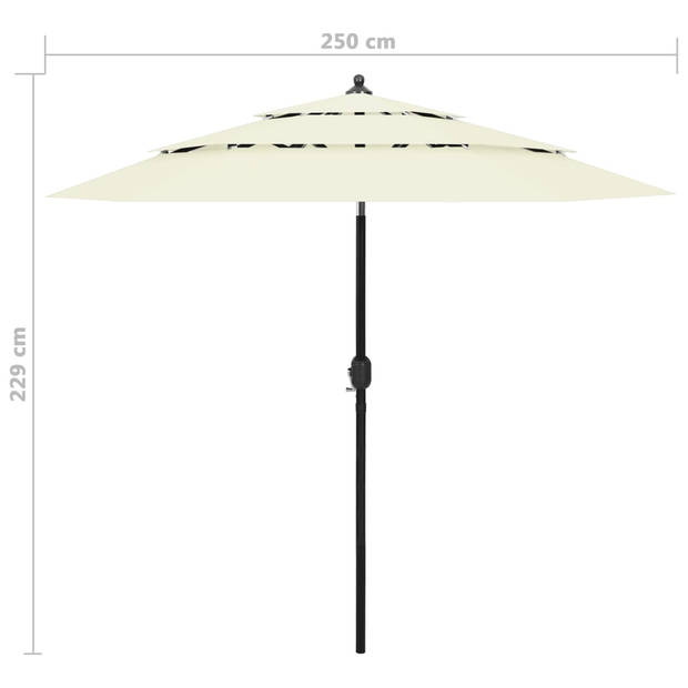 The Living Store Parasol 3-laags - Zand - 250 x 229 cm - UV-beschermend en anti-vervagend