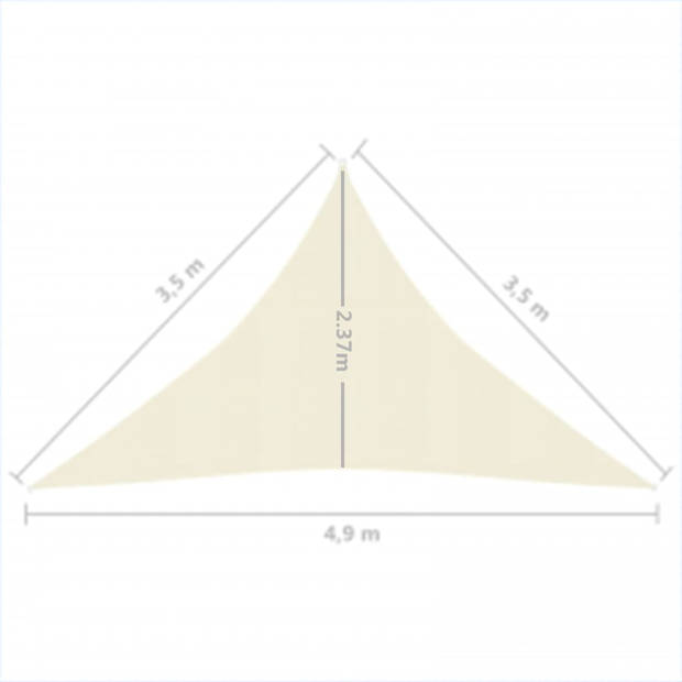 vidaXL Zonnezeil 160 g/m² 3,5x3,5x4,9 m HDPE crèmekleurig