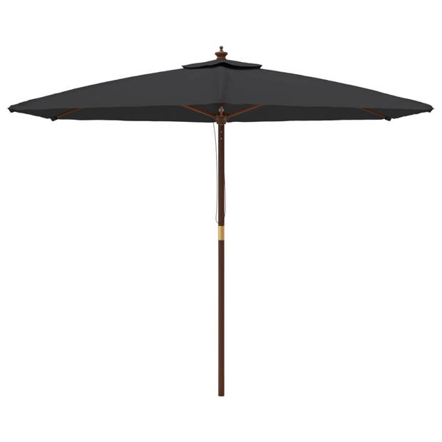 The Living Store Parasol - Houten Frame - Zwart - 299x240 cm - UV-beschermend polyester