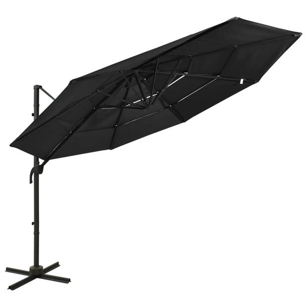 The Living Store Parasol 4-Laags - 300 x 300 x 247 cm - Polyester - Aluminium