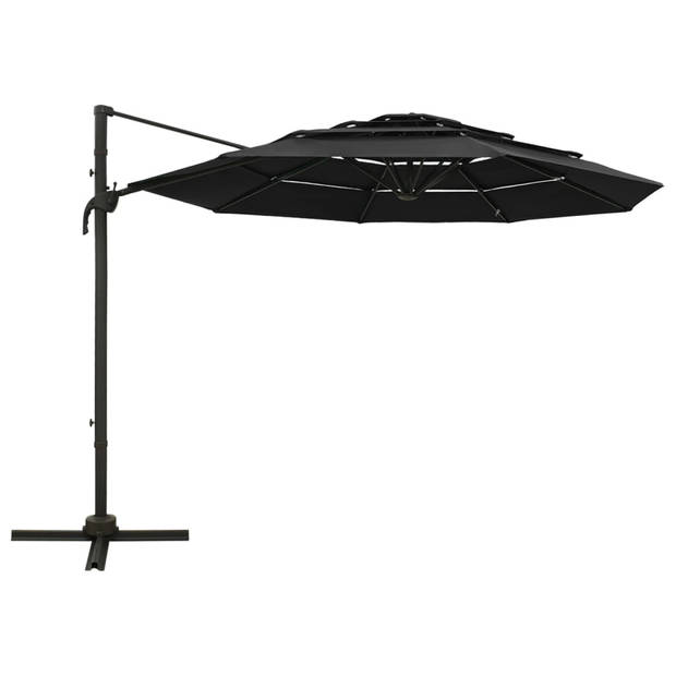 The Living Store Parasol 4-Laags - 300 x 300 x 247 cm - Polyester - Aluminium