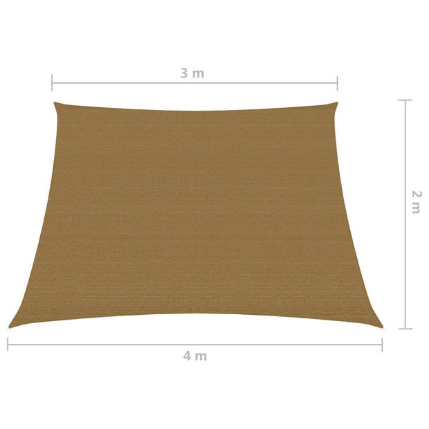 vidaXL Zonnezeil 160 g/m² 3/4x2 m HDPE taupe