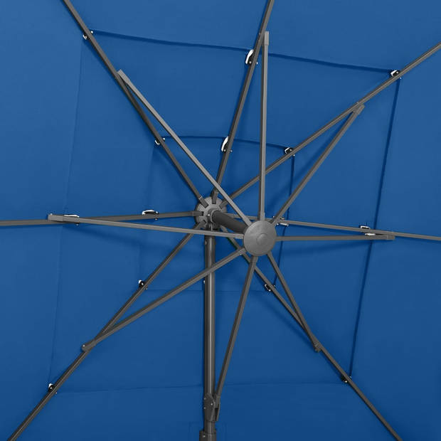 The Living Store Parasol 250 x 250 cm - UV-beschermend polyester - Aluminium paal - Inklapbaar - Azuurblauw