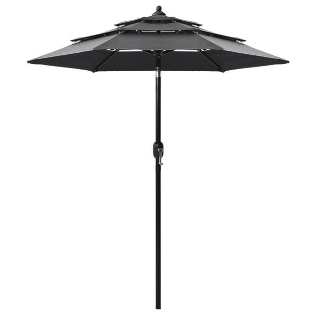 The Living Store Parasol 3-laags - UV-beschermend - Polyester/Aluminium - 200 x 228 cm - Antraciet