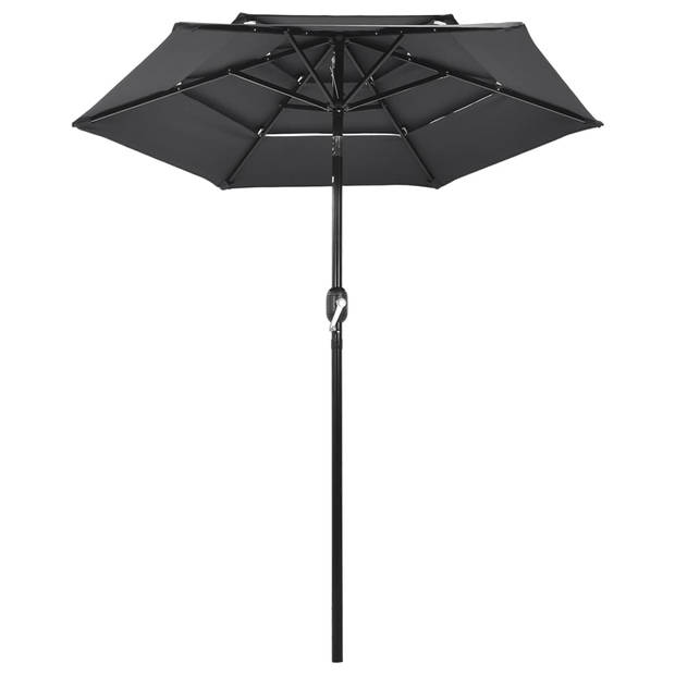 The Living Store Parasol 3-laags - UV-beschermend - Polyester/Aluminium - 200 x 228 cm - Antraciet