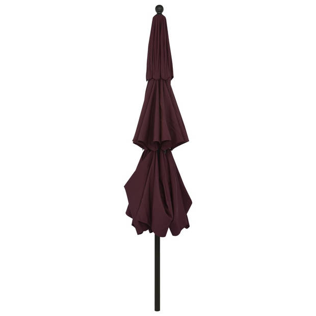 The Living Store Parasol 3-laags - 350x260 cm - UV-beschermend polyester - Aluminium frame - Bordeauxrood