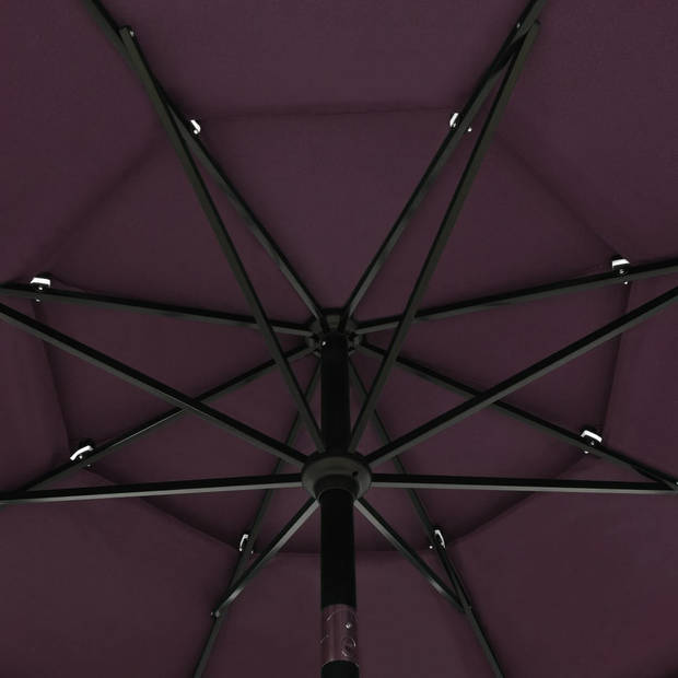 The Living Store Parasol 3-laags - 350x260 cm - UV-beschermend polyester - Aluminium frame - Bordeauxrood