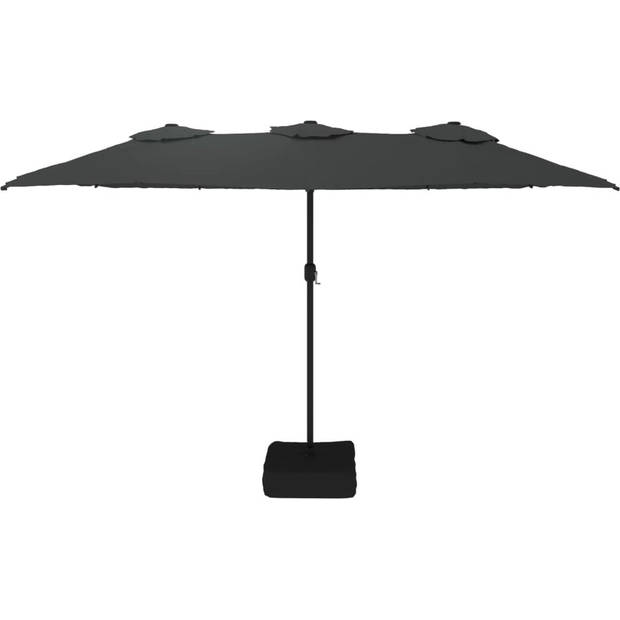 The Living Store Dubbele Parasol Outdoor - 449 x 265 x 245 cm - LED-verlichting - Antraciet