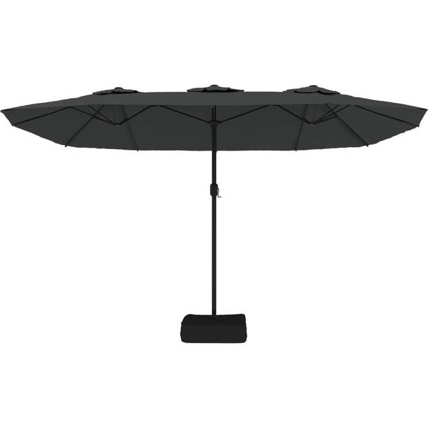 The Living Store Dubbele Parasol Outdoor - 449 x 265 x 245 cm - LED-verlichting - Antraciet