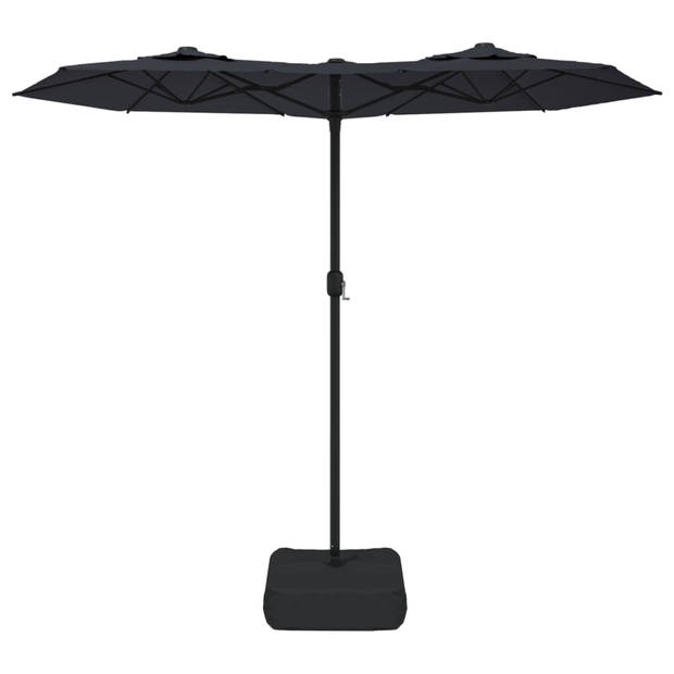 vidaXL Parasol dubbel met LED's 316x240 cm zwart