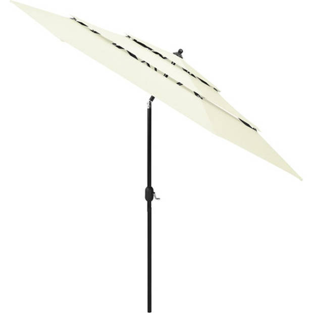 The Living Store Parasol 3-Lagen - 300x243cm - UV-beschermend - Aluminium paal - Inklapbaar - Zand