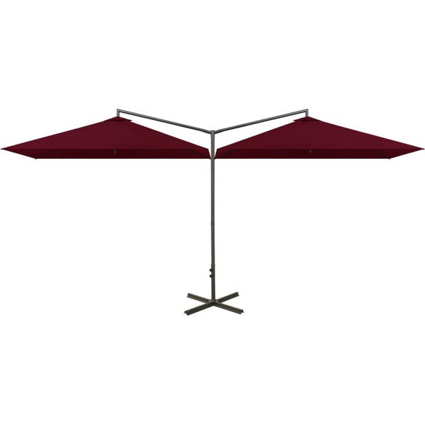 The Living Store Parasol Dubbel - Bordeauxrood - 600 x 290 x 260 cm - Polyester