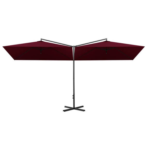 The Living Store Parasol Dubbel - Bordeauxrood - 600 x 290 x 260 cm - Polyester