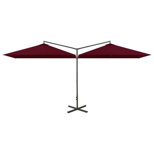 The Living Store Parasol Dubbel - Bordeauxrood - 600 x 290 x 260 cm - Polyester