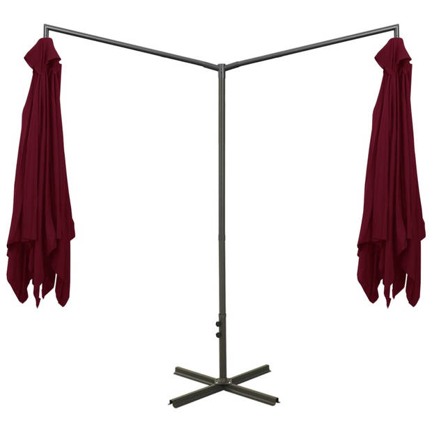 The Living Store Parasol Dubbel - Bordeauxrood - 600 x 290 x 260 cm - Polyester