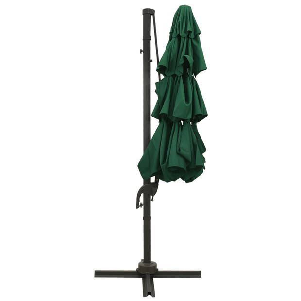 The Living Store Parasol - 4-laags - Groen - 300 x 300 cm (B x D x H) - UV-beschermend - Aluminium